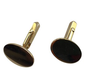 Vintage Swank Cufflinks Gold Filled 1/20 12k GF Plain Oval Shaped Gold Color