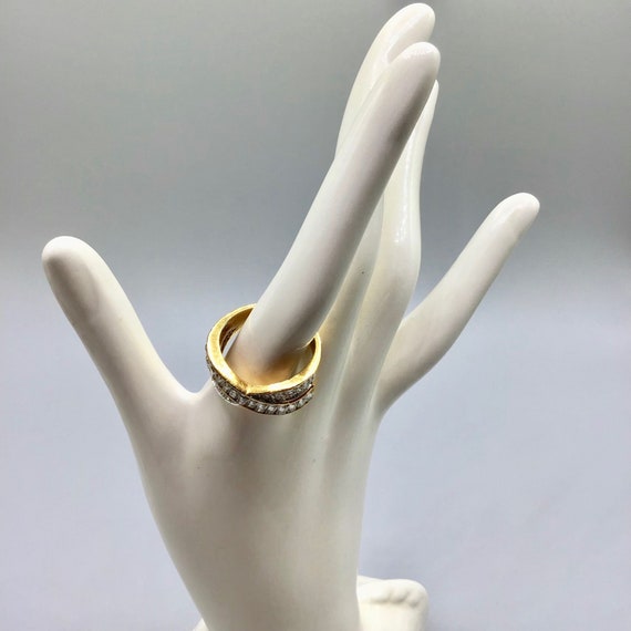Double Band Ring with Intersecting Design Gold Pl… - image 4