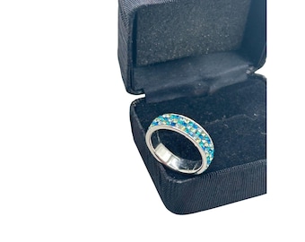 JCM Ring Size 8 Jacmel Mauritius Sterling 925 Aqua Clear Pave Crystal Ring