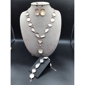 Sterling Silver Set Necklace Bracelet & Earrings Modernist Free Form Handcrafted