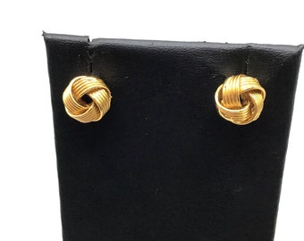 Vintage Infinity Knot Stud Earrings Gold Tone Timeless Classic Love Knot Studs