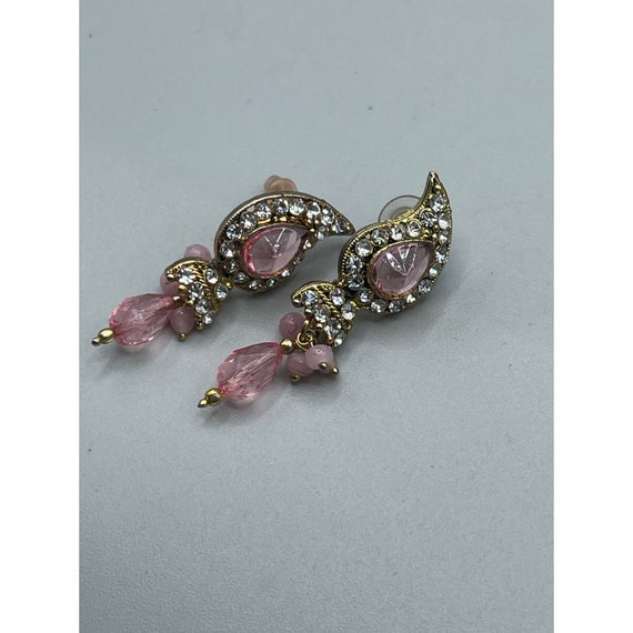 Vintage Pink Dangles Earrings Ethnic Style Pierce… - image 6