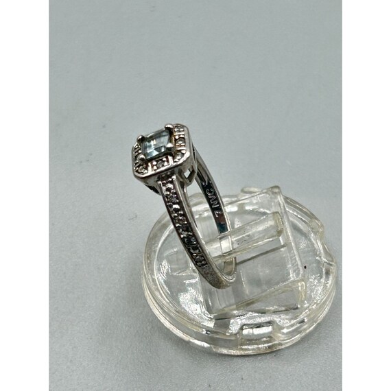 Vintage Sterling Silver Ring Size 7 Light Blue Se… - image 6