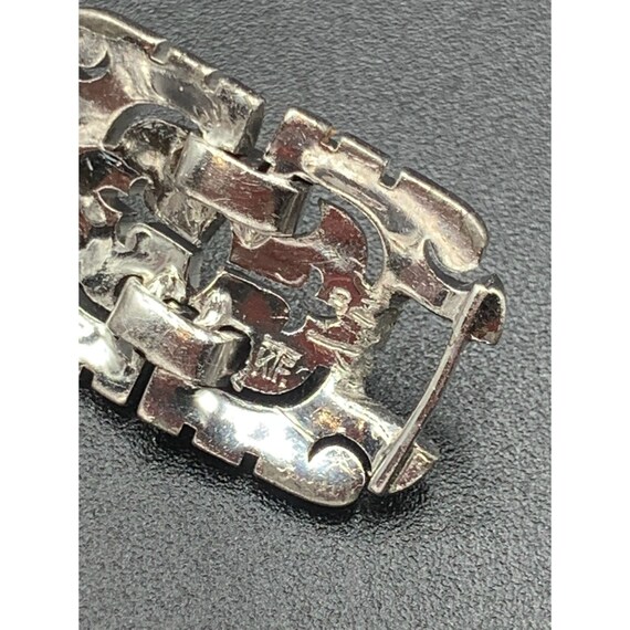 KTF Trifari Signed Art Deco Bracelet Rhodium Plat… - image 9