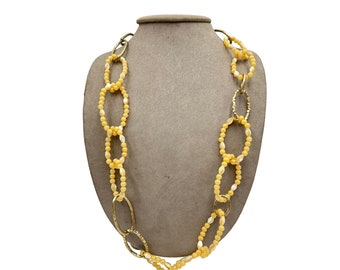Sigrid Olsen Statement Necklace with MOP Mother of Pearl Beads Links Design