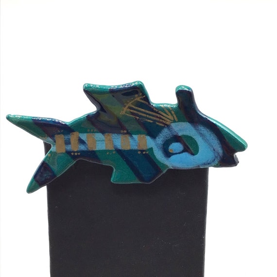 Handmade Fish Brooch Hand Painted & Glazed Cerami… - image 2
