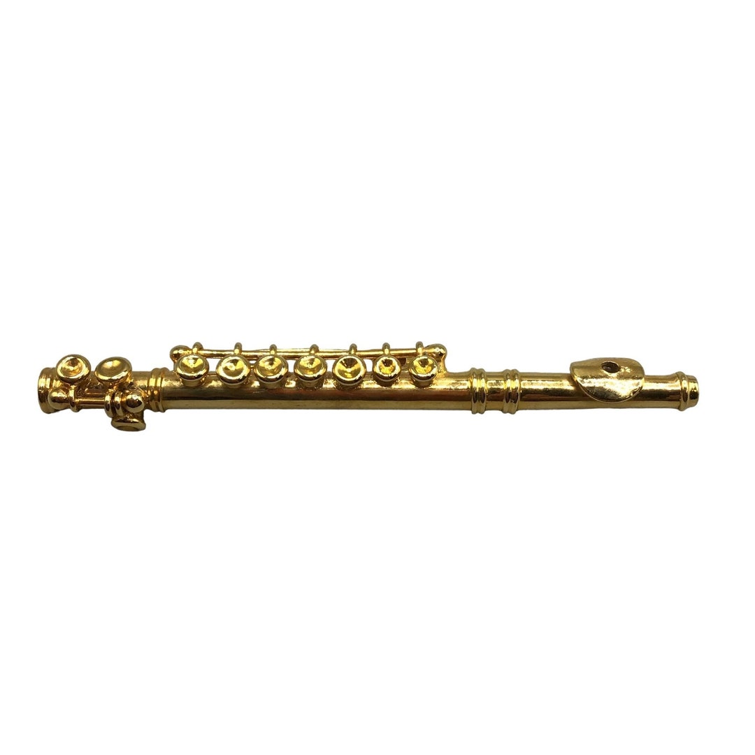 Vintage Gold Flute Pin Brooch Musical Instrument Pin Music Etsy