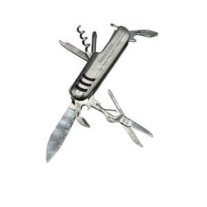 Vintage Advertisement Pocket Knife Folding Multitool Stainless Steel Collectible