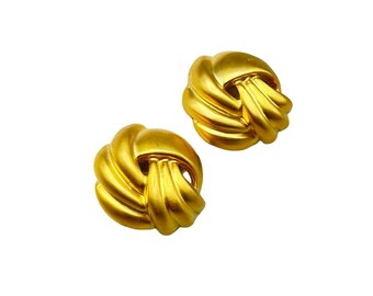 Vintage Vanecci Clip On Earrings Italian Matte Gold Tone Love Knots