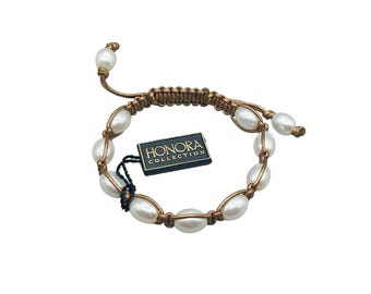 HONORA Pearls Bracelet Macrame Knotted Adjustable Freshwater Pearls NWT