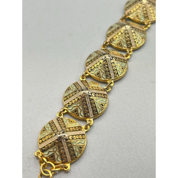 Vintage Toledo Ware Style Link Bracelet Gold Tone… - image 3