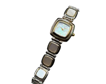 ECCLISSI Mother Of Pearl And Sterling Silver Watch Bracelet Wristwatch Ladies Watch