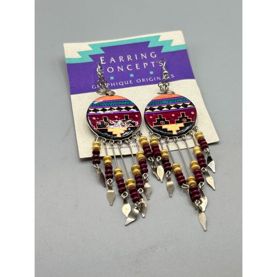 Vintage New Old Stock Ethnic Dangles Earrings Pie… - image 3