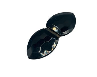 Vintage Made In Czecho Slovakia Glass Buckle Black Pressed Glass Mourning Jewelry