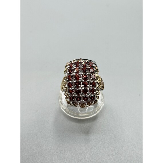 Rectangular Ring with Garnets Size 8 Sterling Sil… - image 4
