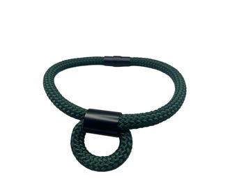 Unusual Nautical Cord necklace Forrest Green Chunky Rope Necklace