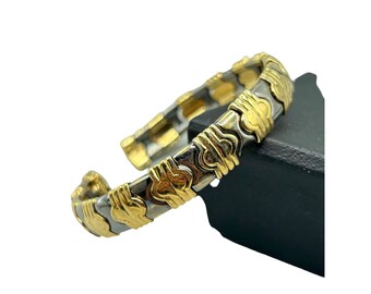 Ondertekend Carolee Two Tones Manchetarmband Silver Tone & Gold Tone jaren '80 jaren '90 Sieraden