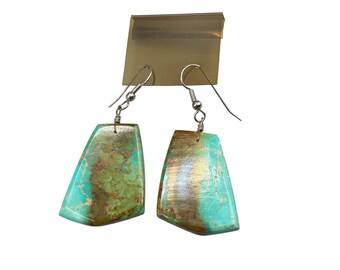 Amazing Turquoise Earrings Dangles Statement Drops Vintage Stone Earrings