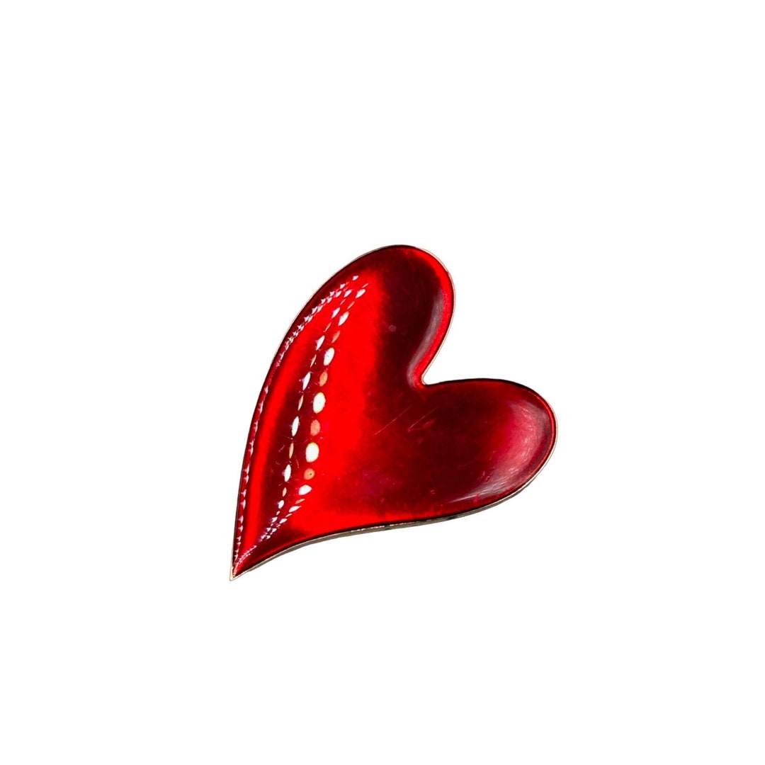 Vintage Heart Pin Brooch Red Metallic Pin Romantic Sweet Valentine Love ...