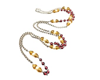 Chain and Glass Beads Necklace Handcrafted with Vintage Components One of a Kind