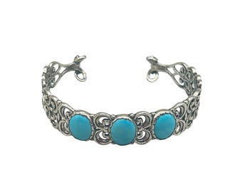 Sterling Silver Turquoise Cuff Bracelet Vintage CP Carolyn Pollack Relios