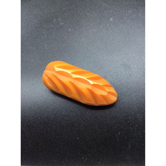 Vintage Carved Bakelite Dress Clip Butterscotch G… - image 2