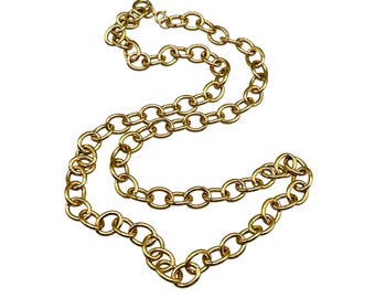 Chunky Gold Tone Chain Necklace 34" Long Gold Plated Designer Quality Chain