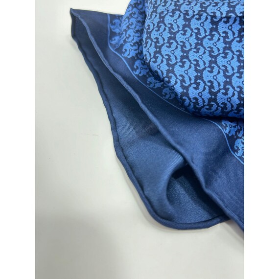 Silk Square Scarf Handkerchief Small Foulard Blue… - image 5