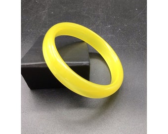 Yellow Moonglow Lucite Bracelet Vintage Retro Neon Color Bangle Summer Jewelry