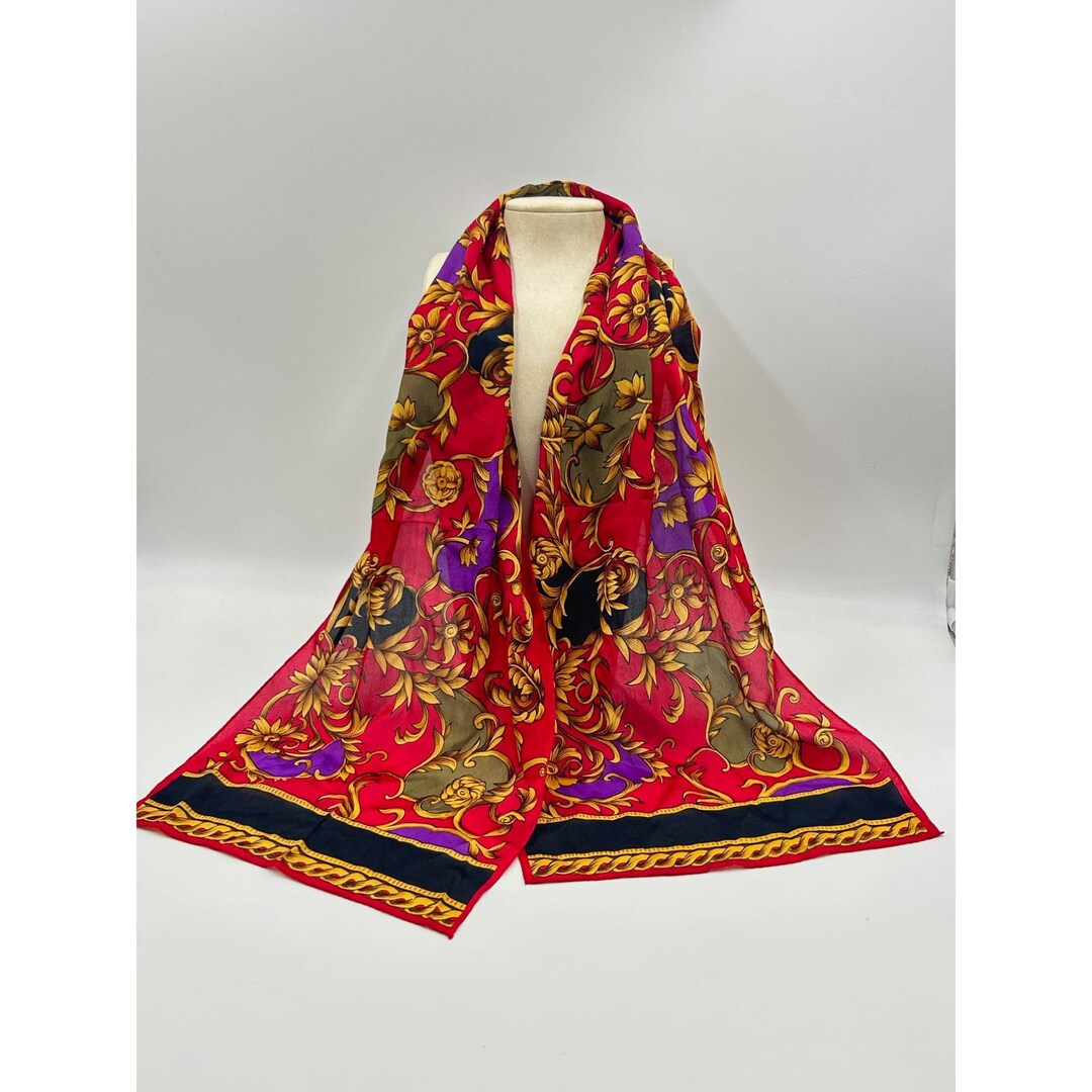Red Shemagh Kuffyieh Arab Scarf, Vintage Dress, Unique Woven