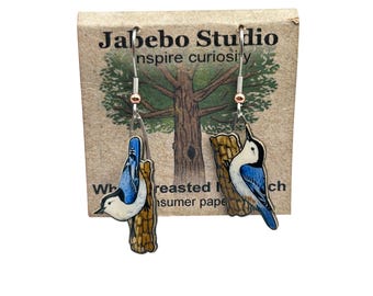 JABEBO STUDIO Earrings White-breasted Nuthatch Birds Earrings Blue Birds Dangles