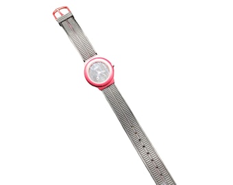 Fortron Watch Quartz Movement Ladies Wrist Watch Black & Pink Working Condition