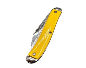 Vintage Yellow USA Made Pocket Knife Folding Knife Collectible Man Accessories