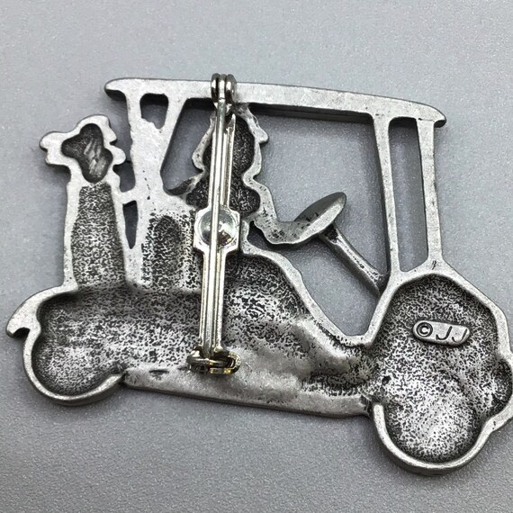 JJ Golf Cart Brooch Pewter Metal Lady Golfer Pin … - image 6