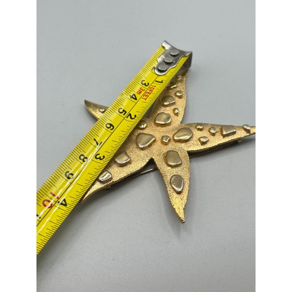 Vintage Gold Tone Starfish Seastar Pin Brooch Tex… - image 5