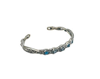 CAROLYN POLLACK Cuff Bracelet Blue Topaz (1-3/4 ct. t.w.) Five Stone in Sterling Silver