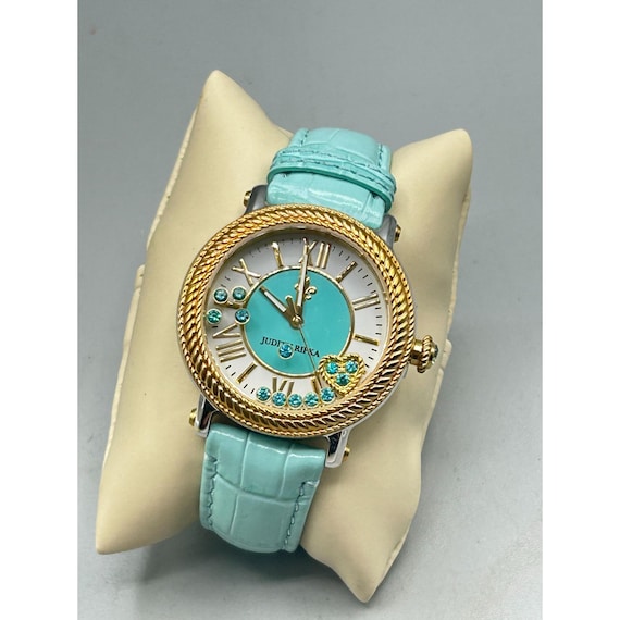 Turquoise and Gold Watch JUDITH RIPKA Odyssey Floating Heart