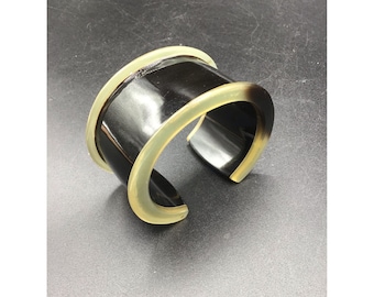 Unusual Cuff Bracelet Vintage Black Celluloid Raised Edges Wide Funky Jewelry
