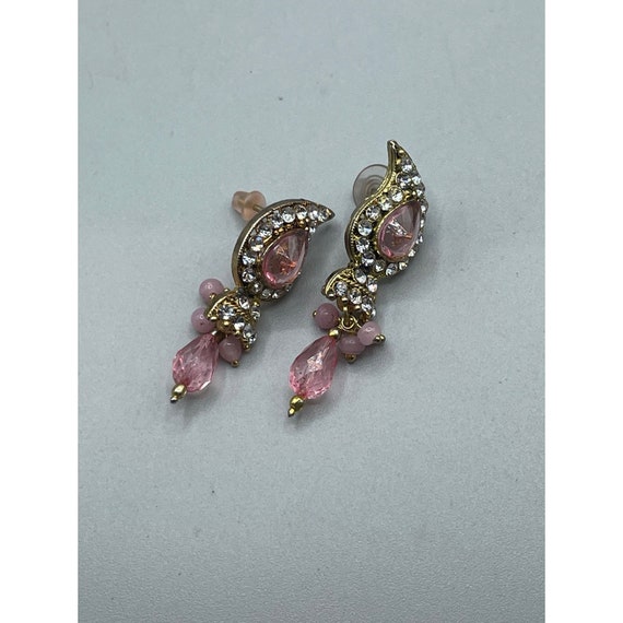 Vintage Pink Dangles Earrings Ethnic Style Pierce… - image 5