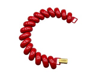 NAPIER San Marco Macaroni Link Bracelet Red Enamel 7" Long Vintage Bracelet