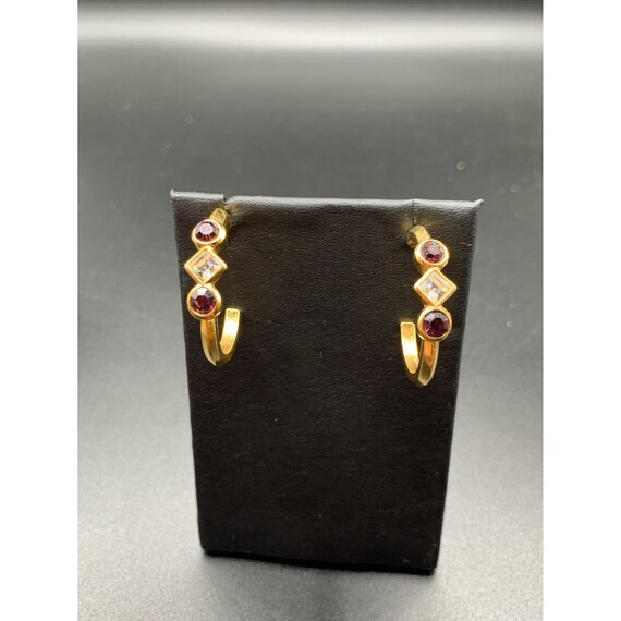 Very pretty AVON half hoops earrings matte gold a… - image 2