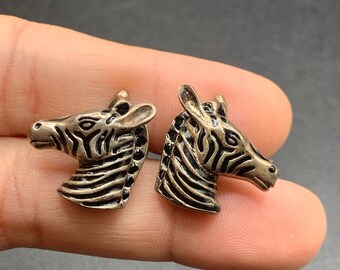 Tiffany Zebra Cufflinks Sterling Silver and Enamel Animal Figural Designer Signed Cuff Links