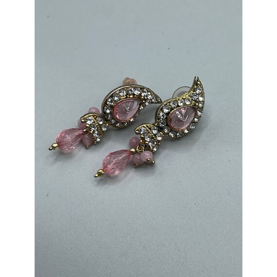 Vintage Pink Dangles Earrings Ethnic Style Pierce… - image 7
