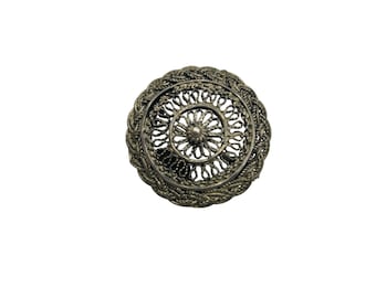 Small Sterling Silver Pin Brooch Petite Made in Israel 925 Filigree Round Pin