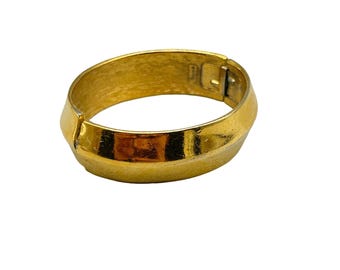 Vintage Trifari Hinged Bangle Shiny Gold Tone Bracelet Simple Bangle AS IS