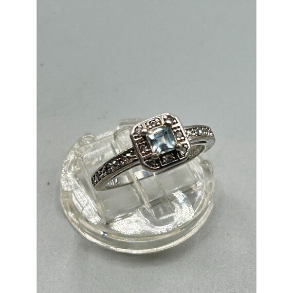 Vintage Sterling Silver Ring Size 7 Light Blue Se… - image 3