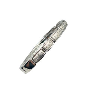 Swarovski Signed Hinged Bangle Bracelet Silver Color with Clear Crystals