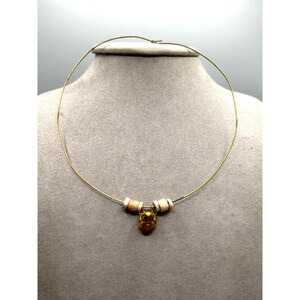 Vintage Wire Necklace Sliding Turtle Pendant Ethnic Aztec Brass Animal Charm