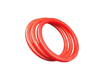 Vintage Red Color Stacking Bracelets Bakelite Graduated Bangles Set of 3