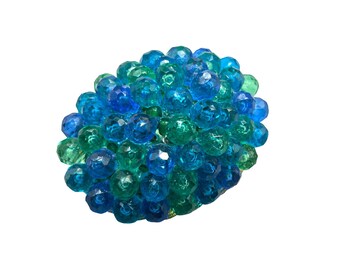 Signed West Germany Pin Brooch Vintage Blue Green Beads on Gold Tone Filigree